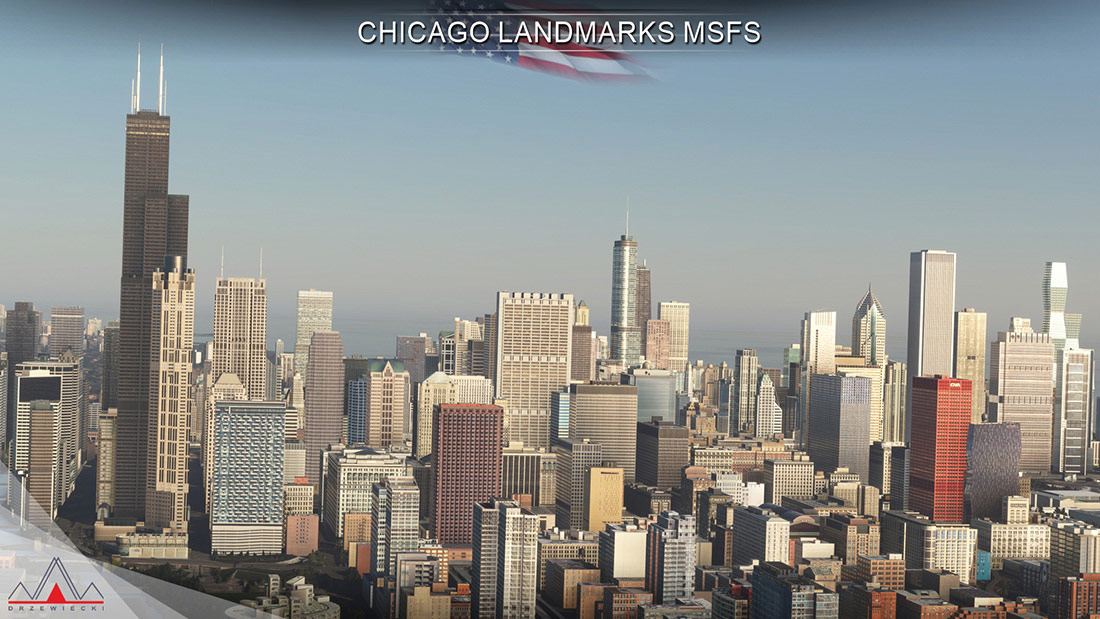 Chicago Landmarks for MSFS released by Drzewiecki Design 3 Chicago scenery Flight Simulator (MSFS)